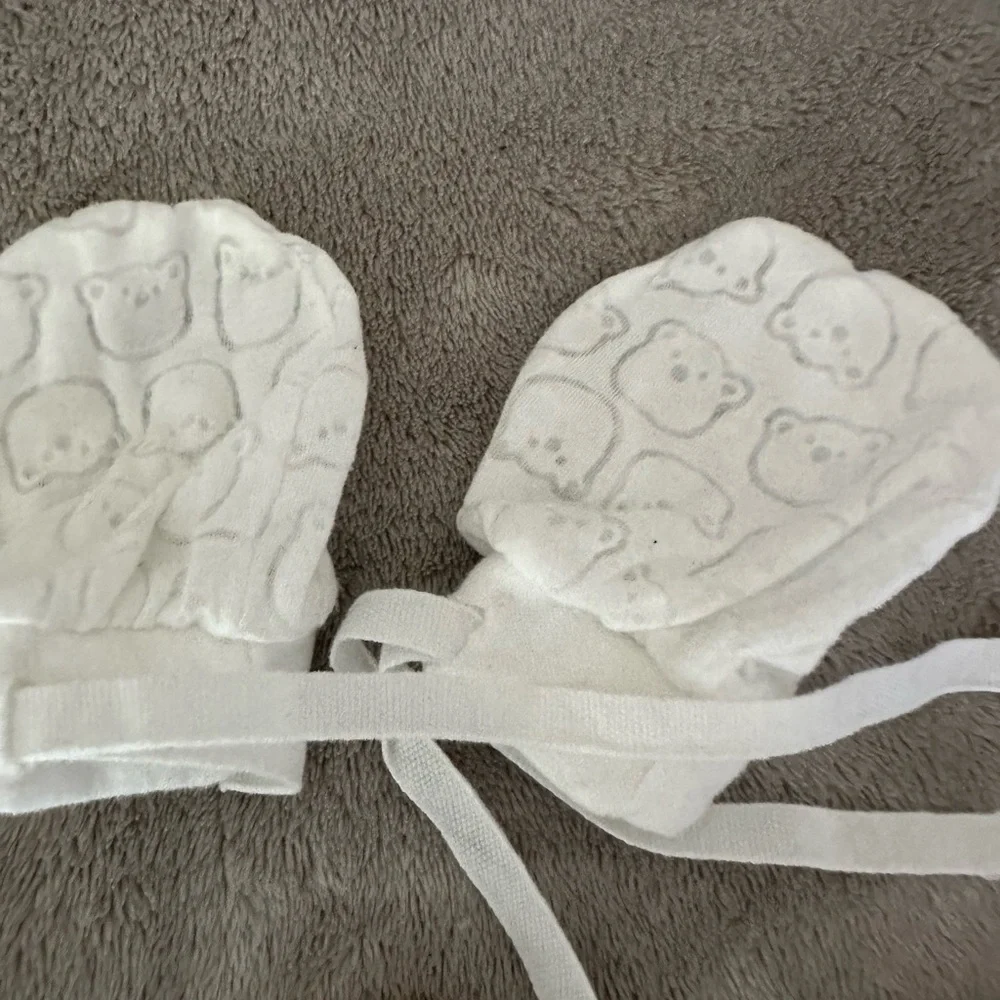 White Baby Mittens Set